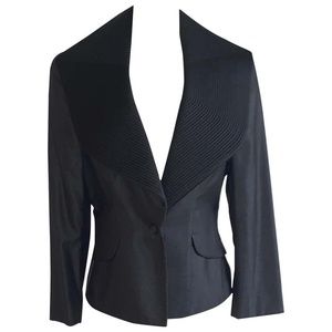 Alexander McQueen 2000s Dark Grey/Black Statement Collar Blazer Jacket